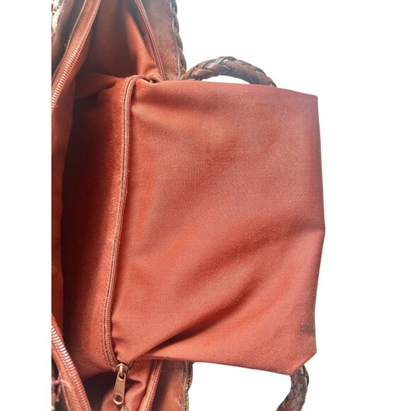 Balentin Lorenzo Handwoven Leather Tote Bag With Logo Accents & Long Handles - Picture 8 of 13